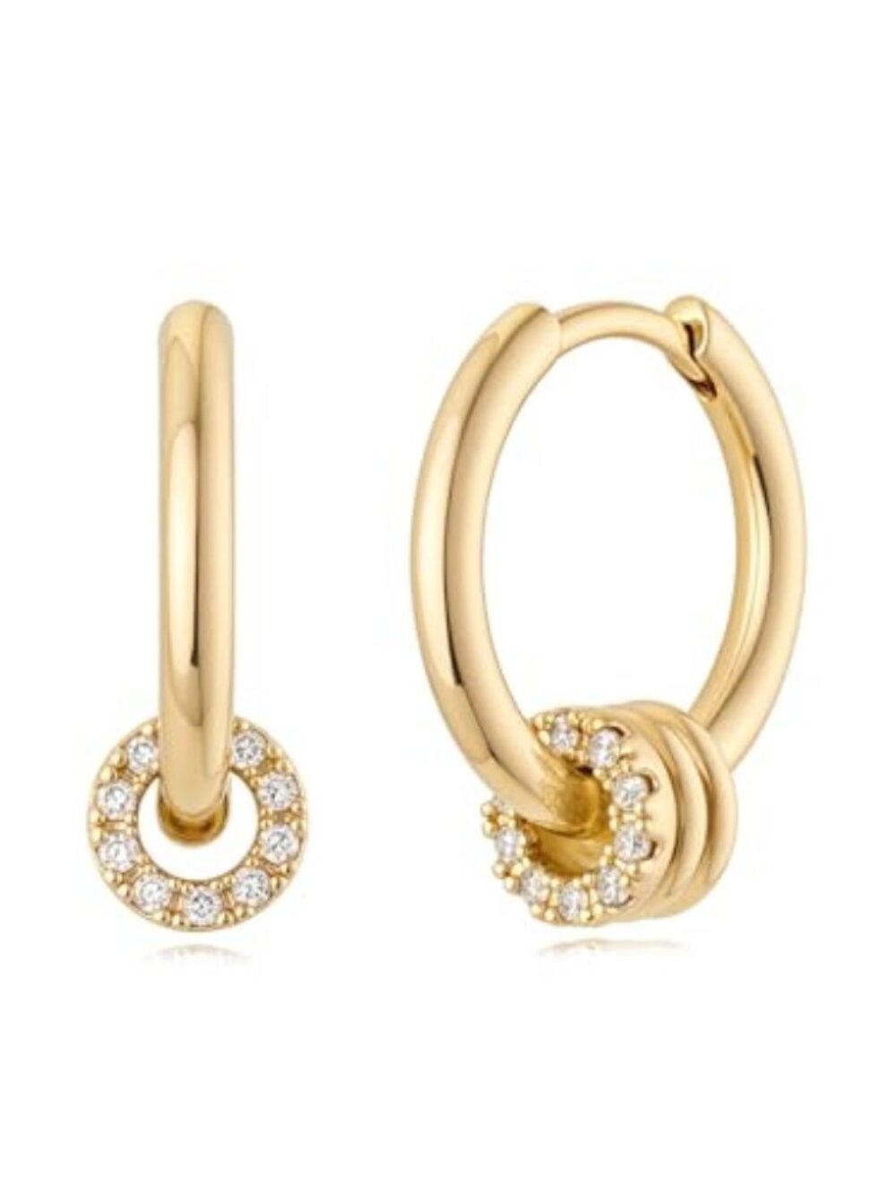 New - Women Hoop Earrings Gold Huggie 14K Gold Plated‎ Small Simple